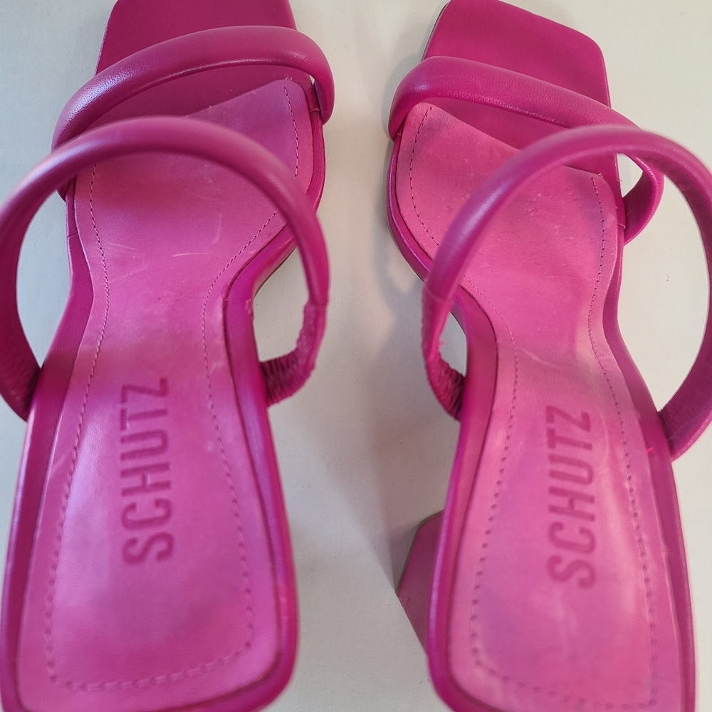 SCHUTZ Ully Nappa Leather Sandals in Hot Pink - Picture 7 of 12